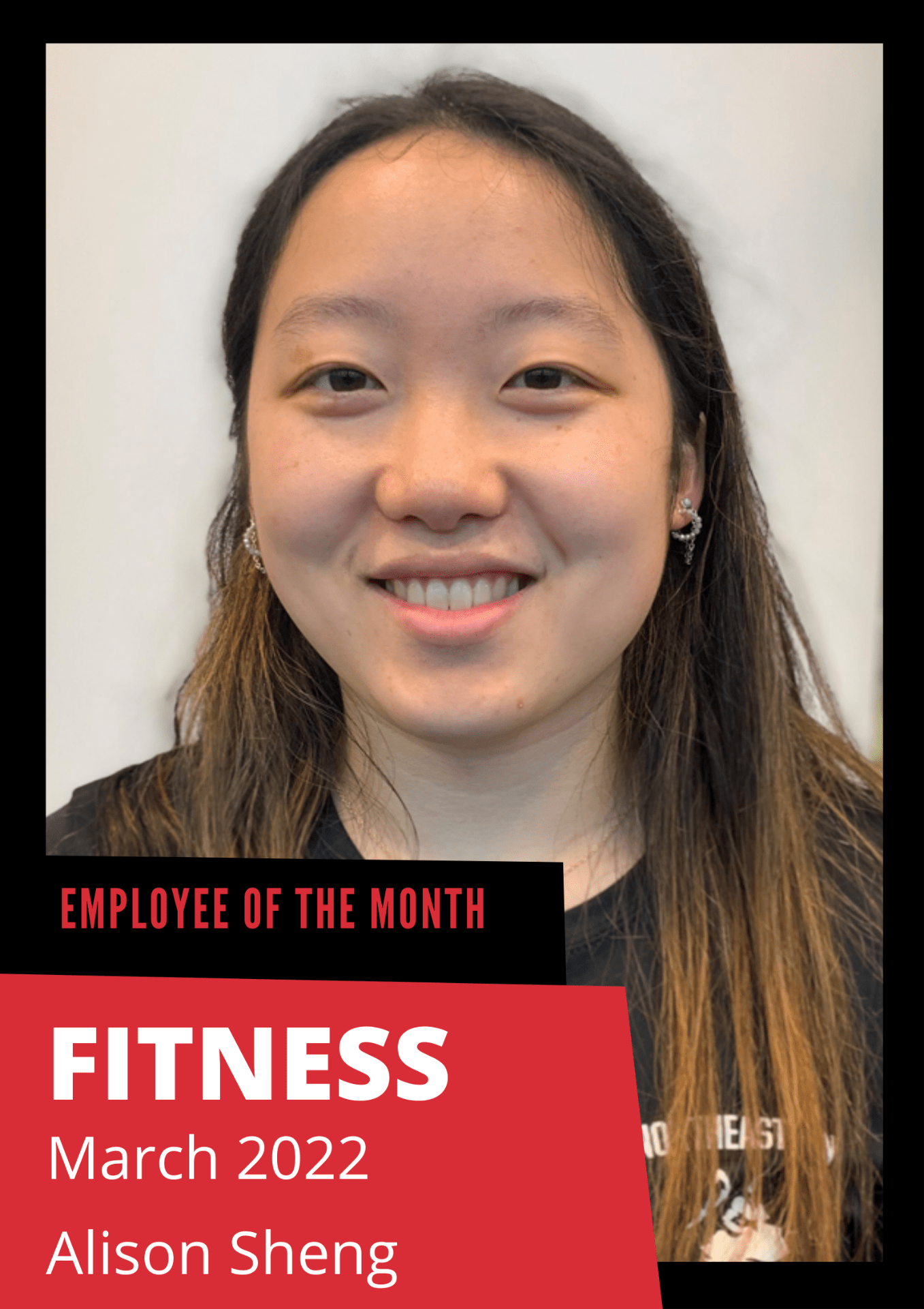 Employee of the Month, Fitness, March 2022, Alison Sheng